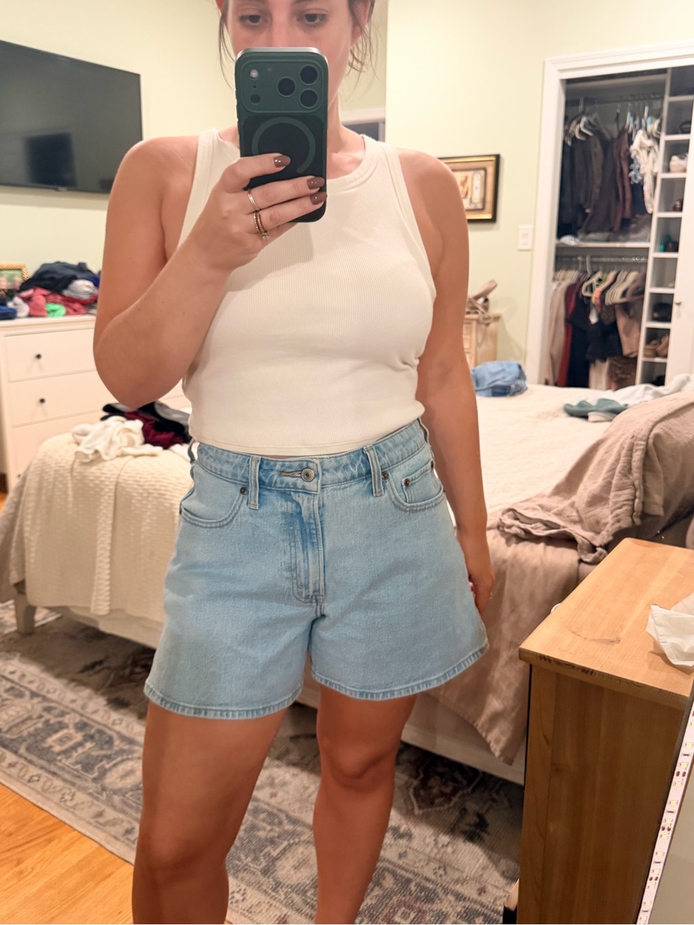 Abercrombie & Fitch Light Blue High-Rise Denim Shorts